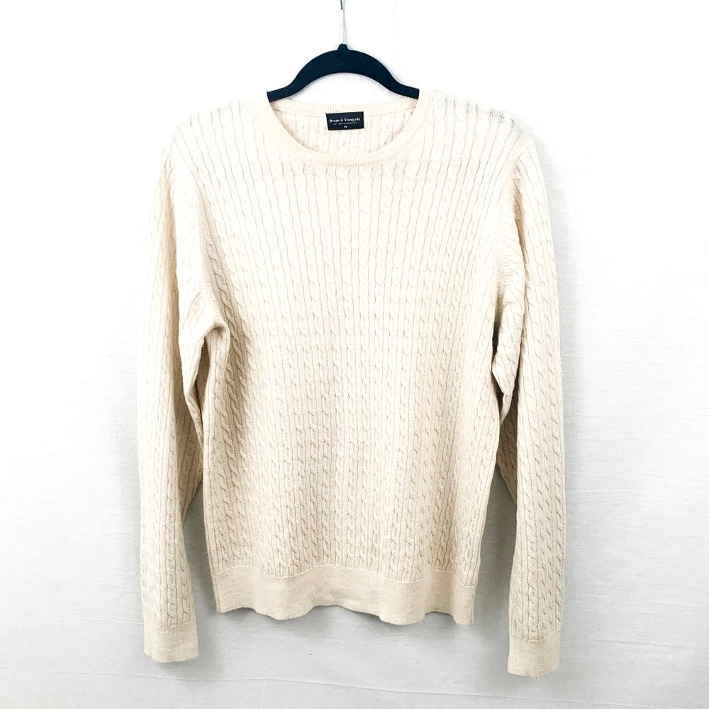 Bruun & Stengade Mens Crew Knit Cream  sweater